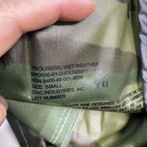 NWT Wet Weather Woodland Camouflage Trouser Sz Small 8405 00 001 8026 - Picture 4 of 8
